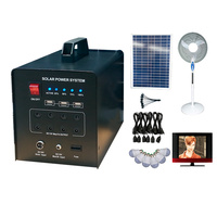 Système d'Énergie Solaire Domestique Autonome 80W avec Télévision, Ventilateur et Batterie au Lithium, Kit d'Éclairage Solaire