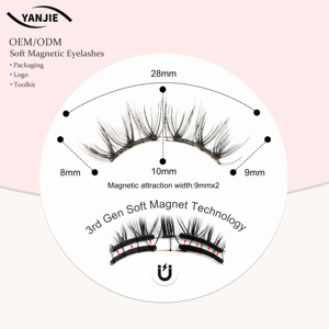 <span class=keywords><strong>Cils</strong></span> magnétiques souples YanJie, légers, durables, réutilisables, faux <span class=keywords><strong>cils</strong></span> en bande, marque privée, semi-faits à la main, courbure C/D - Product Image 1