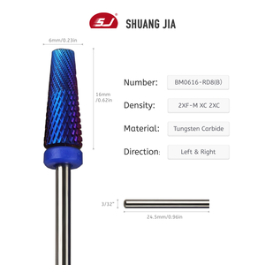 SHUANGJIA Cortes mixtos profesionales Azul Nano Recubrimiento Seguridad Manicura Carburo de tungsteno Brocas para uñas - Product Image 4