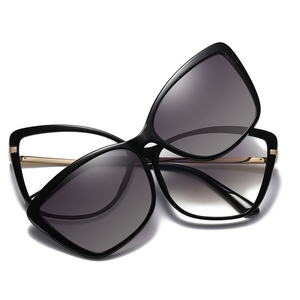 Occhiali da Sole Polarizzati TR90 con Lenti Ottiche, Forma Cat-Eye, Clip Magnetica per Lettura, Spedizione Diretta - Product Image 1