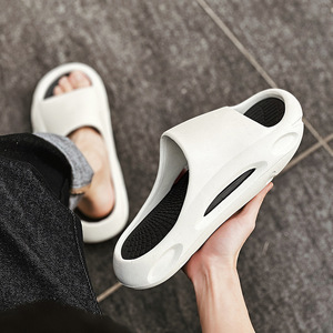 Tongs pour hommes, décontractées, pour l'intérieur et l'extérieur, semelle épaisse, légères, antidérapantes, sandales de plage, chaussures en EVA injecté, taille 40-45, blanches - Product Image 3