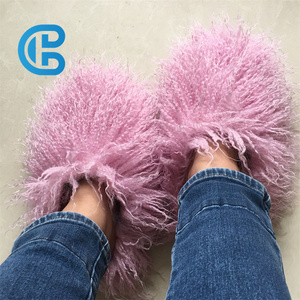Mode fourrure pantoufle femmes chaussures mongol <span class=keywords><strong>peau</strong></span> de <span class=keywords><strong>mouton</strong></span> diapositives fourrure en peluche maison sandales hiver diapositives pantoufle en gros - Product Image 4