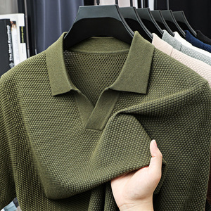 Nouveau Polo <span class=keywords><strong>Homme</strong></span> É<span class=keywords><strong>t</strong></span>é 2025 en Tricot Fin à <span class=keywords><strong>Col</strong></span> en <span class=keywords><strong>V</strong></span>, <span class=keywords><strong>T</strong></span>-<span class=keywords><strong>shirt</strong></span> Décontracté à Manches Courtes Couleur Unie pour <span class=keywords><strong>Homme</strong></span> - Product Image 3