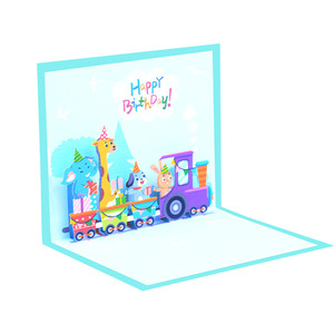 Impression personnalisée de haute qualité découpée au laser 3D Pop-up Animal cartes de voeux cadeau d'invitation d'<span class=keywords><strong>anniversaire</strong></span> promotionnel <span class=keywords><strong>pour</strong></span> papier de noël - Product Image 1