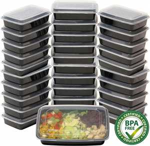 Contenedores de Plástico Desechables Rectangulares Negros de 24 oz, 28 oz y 32 oz, Aptos para Microondas, para Preparación de Comidas - Product Image 4