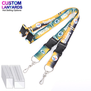 Custom Logo Silk Screen Printed Flat Polyester Lanyard with Metal <b>Hook</b> for Id Card Badge - Product Image 1