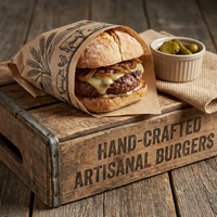 Papier sulfurisé imprimé imperméable et résistant à la graisse pour emballer les burgers, les sandwichs, les en-cas et le pain