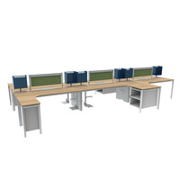 Muebles Comerciales 2026, Estación de Trabajo para Personal, Mesa de Oficina Estándar para 6 Personas, Escritorio de Computadora con Marco Metálico