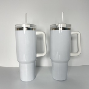 Lot de 25 gobelets isothermes en acier inoxydable blanc brillant de 40 oz, vierges pour sublimation H1.0, avec poignée, pour voyage, scellés - Product Image 3