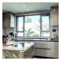 Ventana Panorámica Moderna de Aluminio con Doble Vidrio y Control Remoto Automático, Ventana de Vista Amplia con Ventana Fija