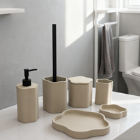Ensemble d'accessoires de salle de bain 6 pièces à motif floral : Distributeur de savon, Porte-brosse WC, Gobelet, Pot à cotons-tiges, Plateau et Porte-savon
