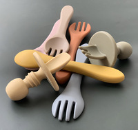 Ensemble de couteau et fourchette en silicone pour bébé, de petite taille, sans BPA, outil d'alimentation pour bébé