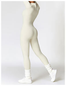 بدلة نسائية للخريف والشتاء بخصر ضيق ومبطن بالفرو، دافئة للاستخدام الخارجي، بياقة قائمة وسحاب نصفي - Product Image 3