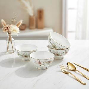 Europe Style Floral Elegant Hand Painted Eco-Friendly Ceramic Luxury Bone China Coupe <b>Dinnerware</b> Set - Product Image 3