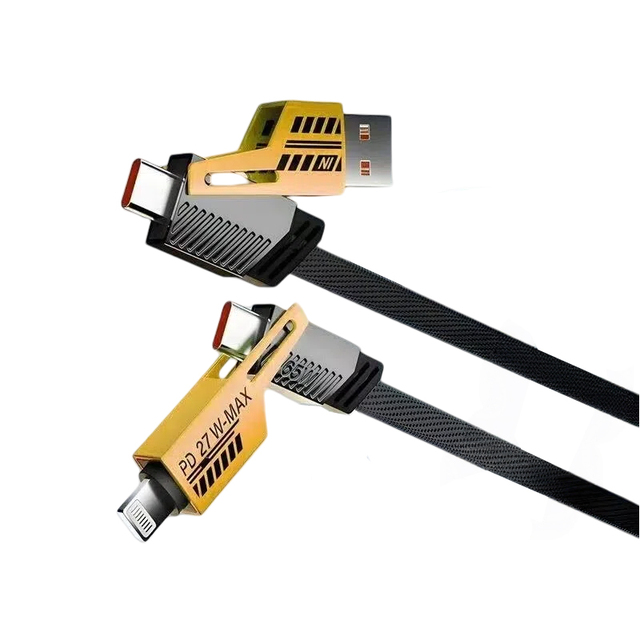 CE Nylon Braided Alloy 4 in 1 Fast Charging PD27W 65W USB Charging Data Cable Wire Cord Cable for iPhone Samsung Android Type-C