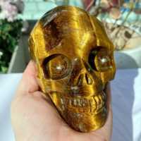Crânes en cristal de jade œil de tigre naturel sculptés à la main en gros pour la décoration, souvenirs d'anniversaire, cadeaux