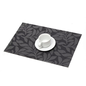 Set <span class=keywords><strong>de</strong></span> dessous-<span class=keywords><strong>de</strong></span>-plat rectangulaires en PVC écologique, motif <span class=keywords><strong>feuille</strong></span> tressée, design coloré, avec sous-verres en liège, pour mariages et dîners - Product Image 2