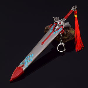 La leggenda di Zelda respiro della selvaggia spada della guardia reale 21.5cm 104g ciondolo metallo portachiavi anelli Mini lama - Product Image 2