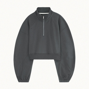 เสื้อฮู้ดดี้ผ้าฝ้ายคอตตอนแบบสั้นทรงโอเวอร์ไซส์  ตกแต่งด้วยลูกปัด  ลายสกรีน  โลโก้แบบกำหนดเอง  สวมใส่สบาย ระบายอากาศได้ดี  เหมาะสำหรับฤดูใบไม้ร่วง - Product Image 1