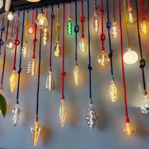 Bombilla de cuerda de elevación de lino Retro E26 E27 para decoración de techo - Product Image 3