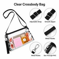 Tas Selempang PVC Transparan Tahan Air Dengan Tali Pergelangan Tangan yang Dapat Dilepas dan Tali Pengikat yang Dapat Disesuaikan untuk Penyimpanan Makeup saat Bepergian
