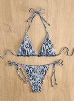 Ensemble deux pièces pour femme 2025, motif serpent, taille haute, bikini bandeau, fait main, extensible, séchage rapide, maillot de bain européen et américain
