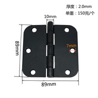 Charnière d'angle ronde de style américain charnière en fer plat en plastique noir mat Charnière de fenêtre ronde de 3.5 pouces