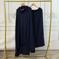 Ensemble de prière islamique uni 2 pièces : Abaya longue et fluide avec jupe large à taille élastique – Tenue de prière modeste pour femme musulmane