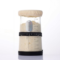 Kit de démarrage de levain dans un bocal en verre réutilisable avec ruban d'alimentation de basket-ball marqué par la date thermomètre en silicone tissu couvercle en métal cuisson