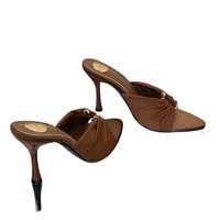 Nouvelles mules sexy et polyvalentes pour femmes, style européen et américain, en PU, à talon aiguille, bout ouvert, avec lanières, semelle extérieure en caoutchouc, collection 2026