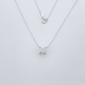 Collier pendentif en or blanc 18 carats avec diamant de laboratoire pour femme, <span class=keywords><strong>solitaire</strong></span> rond à 4 griffes, chaîne ajustable en forme de tête de bœuf, colliers tendance - Product Image 1