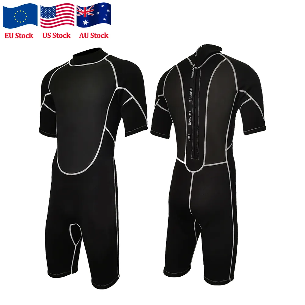 Ab abd AU stok 3mm Shorty Wetsuit neopren kısa kollu dalış elbisesi dalış dalış sörf kıyafeti