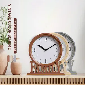 New Home Decoration Living Room Unique Gift Desktop Clock Silent Creative Retro Hot Selling Customized OEM Desk Clock