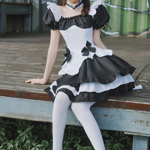 Japanese Style Black White Maid Dress Set for Women Spring 2025 Lolita Princess Costume Cosplay Outfit Accessories Skirt 14 - Product Image 2