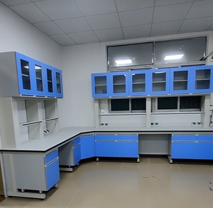 Banc de travail de laboratoire hospitalier tout en acier avec armoires à outils et évier, design moderne résistant à la corrosion - Product Image 2