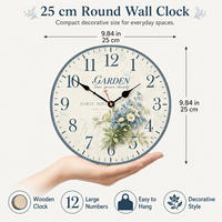 Horloge murale de 25 mm d'épaisseur, design contemporain, style antique, mouvement à quartz chinois, couleur chocolat, cadre en tissu sur mesure