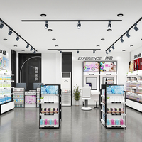 4-Wege-Kosmetikregal-Display-LED-Messe mit LED-Logo