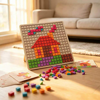 Train de puzzle en mosaïque de blocs en bois DIY pour enfants, favorisant la concentration et la pensée spatiale, jouet éducatif de bureau