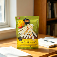 Sachet alimentaire personnalisé en PET, VMPET, PE, scellé sur trois côtés, avec fermeture éclair, imprimé, résistant à l'humidité, pour emballage de snacks, par exemple pour fromage.