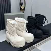Bottes de ski pour hommes à bout rond exagéré et brillant, bottes de neige mi-montantes super douces pour femmes, style mode