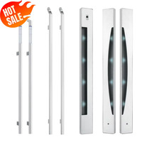 Poignée de porte intelligente LED avancée personnalisée en acier inoxydable 316L, ensemble architectural de luxe pour entrée en verre d'hôtel