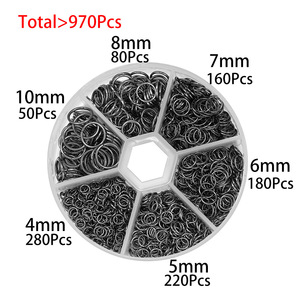 Anneaux de jonction en alliage pour la fabrication de bracelets, ronds, plaqués, plusieurs tailles, emballage en boîte KT0013 - Product Image 2