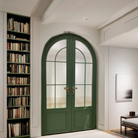 Puerta Decorativa Interior de Doble Arco, Estilo Francés Moderno, de Aleación de Aluminio, Acabado Retro