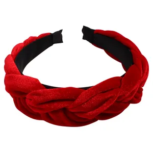 fuchsia cloth velvet braiding hairband hoop,2.5cm fabric cover alice plastic hair headband