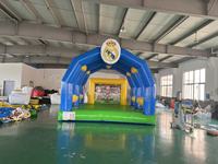 QIQU Jeu de football interactif 5x5m avec zone de saut et trous cibles, but de football gonflable pour gardien de but