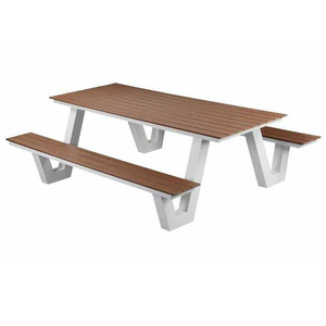 Muebles de exterior comercial, rústico, plástico antiguo, madera, Camping, mesa de Picnic con Banco, restaurante, parque exterior, mesa de cena - Product Image 1