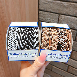 2022 nouvelle bande de caoutchouc pour femmes, attache élastique, filet, cercle de cheveux rouge, corde de cheveux tressée - Product Image 4