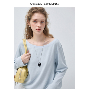 VEGA CHANG Ingrosso 2026 Nuova Maglietta da <span class=keywords><strong>Donna</strong></span> Primaverile <span class=keywords><strong>Azzurra</strong></span> con Orlo Asimmetrico a Balze Vestibilità Rilassata Manica Lunga - Product Image 4
