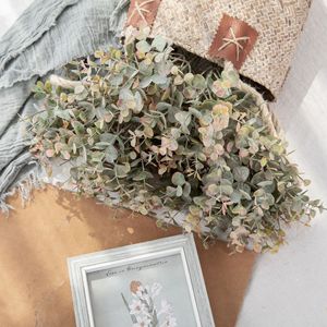 Bouquet de fleurs artificielles Huafen Eucalyptus rose et vert, décoration intérieure, fournitures d'artisanat - Product Image 1