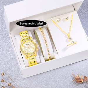 Fancy Day 6PCS <strong>Set</strong> Luxury <strong>Watch</strong> Women Ring Necklace Earrings <strong>Set</strong> Rhinestone Fashion Wristwatch Gift <strong>Set</strong> - Product Image 1